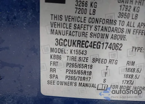 2014 Chevrolet Silverado 1500 1Lt z USA, uszkodzony, nr VIN 3GCUKREC4EG174062